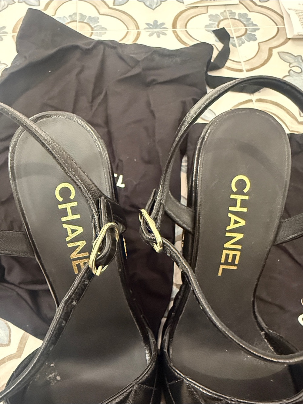 Chanel Black Quilted Leather Platform Wedge Sandals - Size 38 - Picture 10 of 10